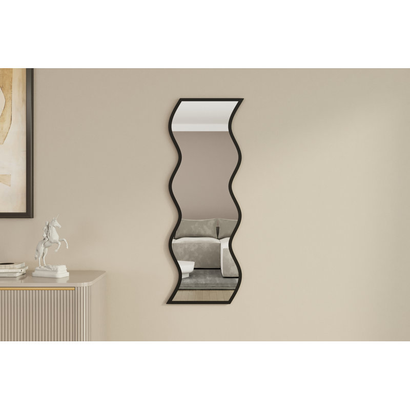 Wavy Wall Mounted Accent Mirror, Black