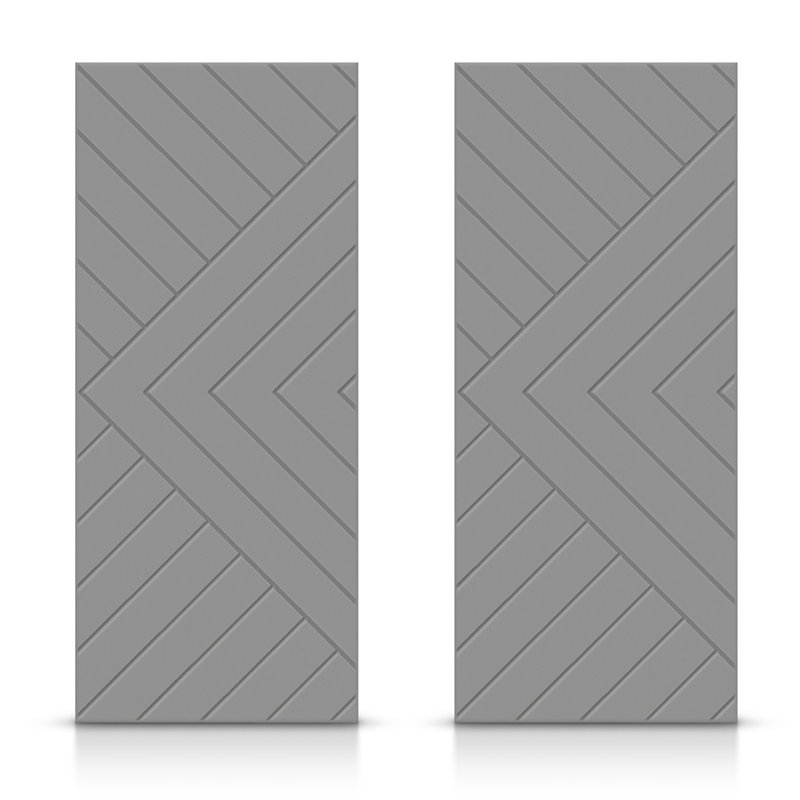 Portes de placard coulissantes à panneaux en bois manufacturé, 48 po x 80 po, Gris clair
