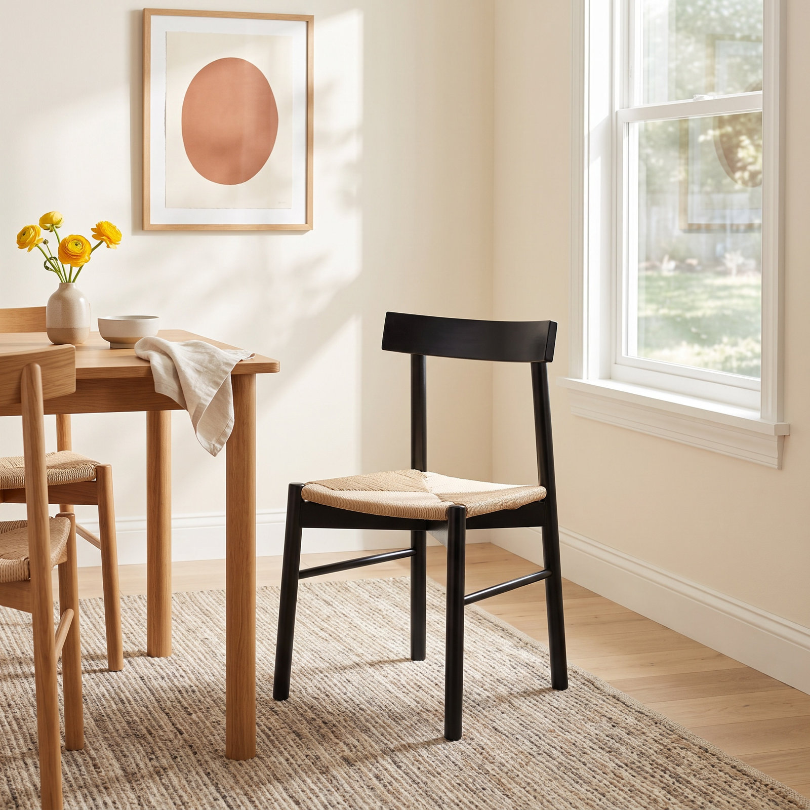 Oak Dining Chair, Beige