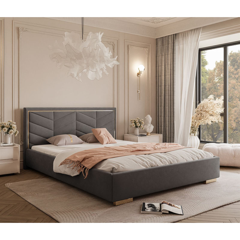 Upholstered Ottoman Storage Bed, Small Double (4'), Dark Grey