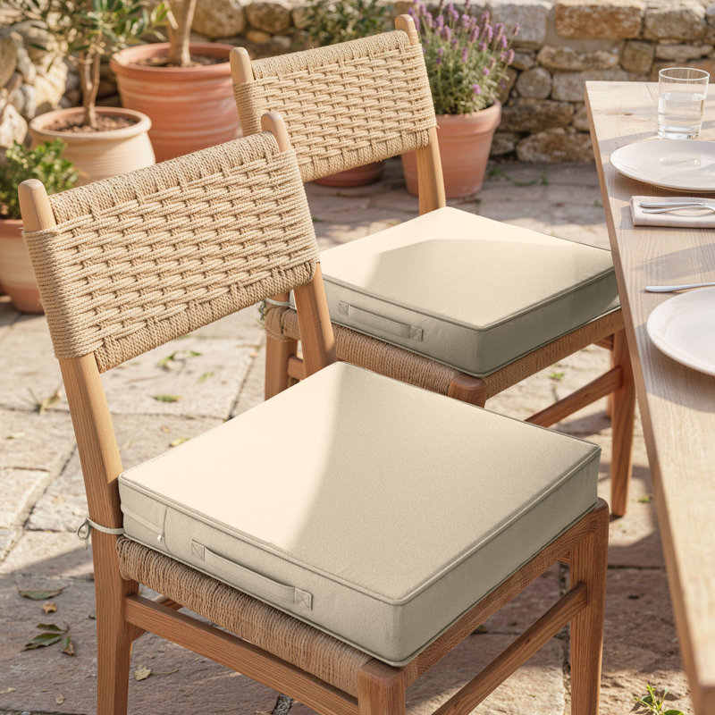 Coussins de chaise d'extérieur 19 x 19 x 4, L 19 po x P 19 po, Beige, 4''
