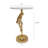 D14x22.5" Gold Aluminum Parrot Sculptural Side Table with White Marble Top