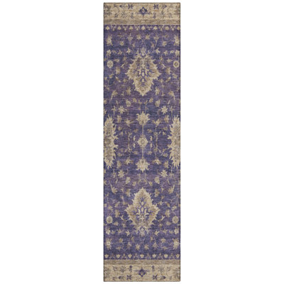 Machine Washable Indoor/Outdoor Xhevrie Purple Rug
