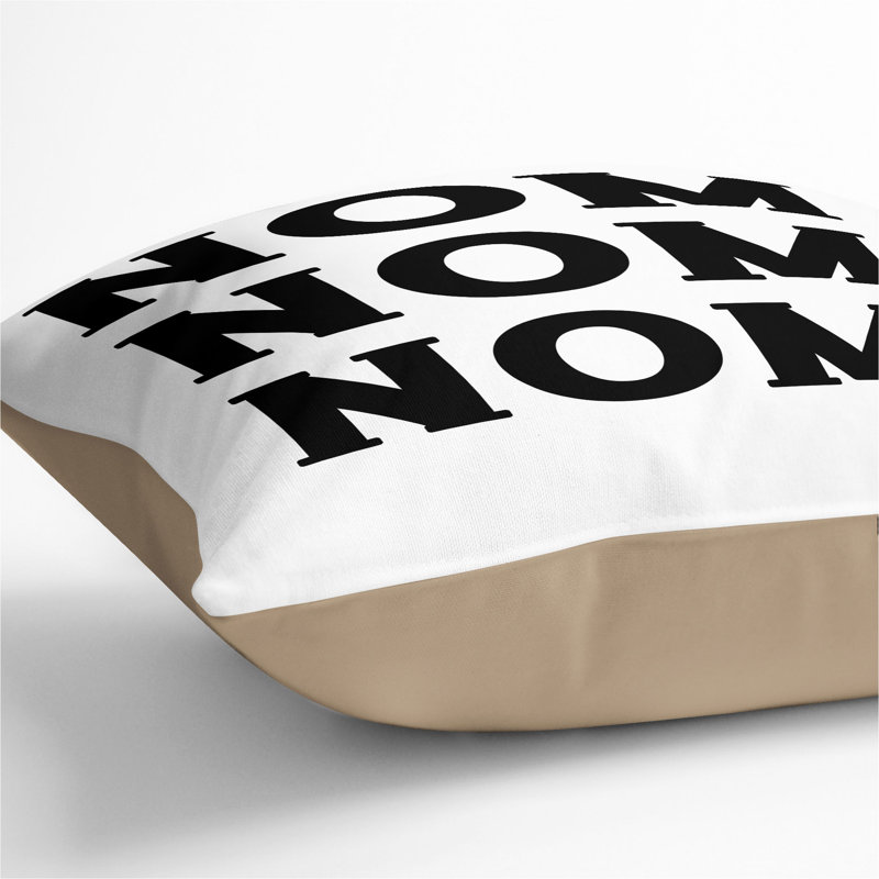 Nom Nom Nom Square Throw Cushion, 40cm H x 40cm W x 15cm D, Stone