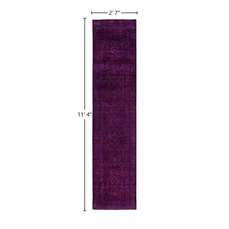 Overdyed One-of-a-Kind 2' 7" X 11' 4" Hand Knotted Area Rug