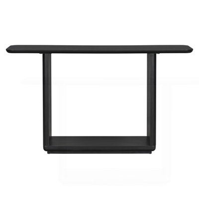 Elegant Minimalist Console Table With Curved Corners,Natural Wood Veneer,U-Base Design For Easy Placement ,Perfect For Displaying Your Treasures,Simple Assembly