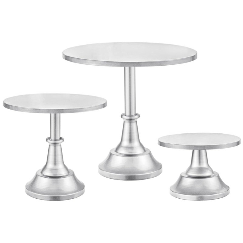 3 Pcs Silver Metal Cake Stand Set