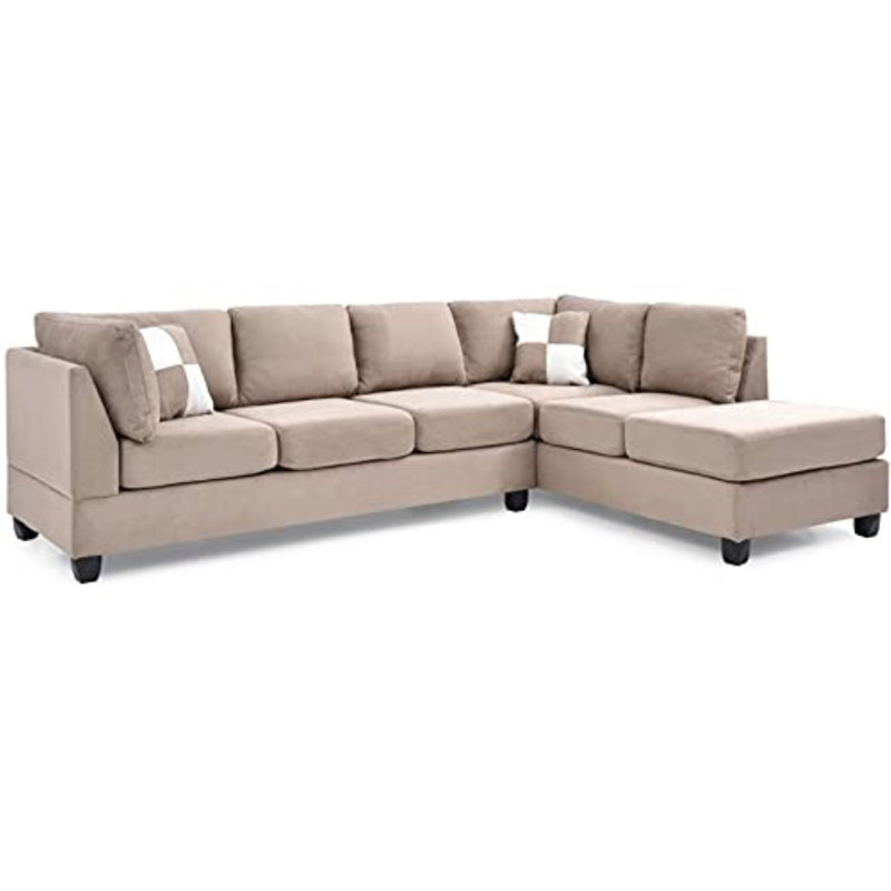 Canapé d'angle réversible Malone Mocha Microsuède, Velours moka