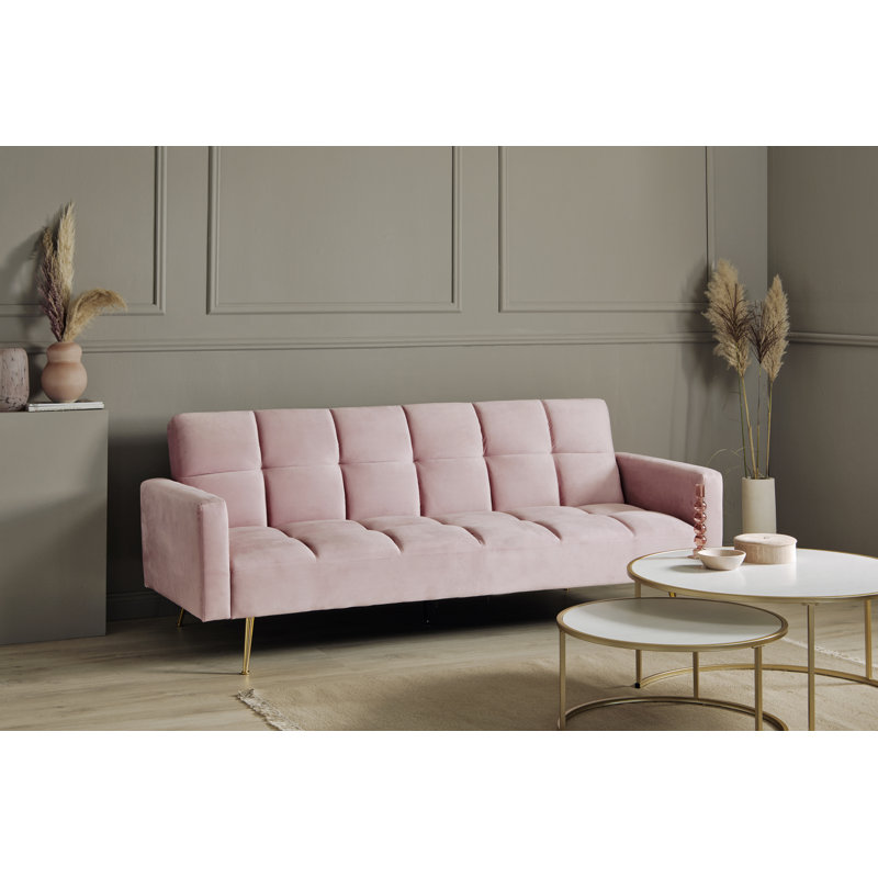Shiflet 213Cm Velvet Square Arm Sofa, Rose