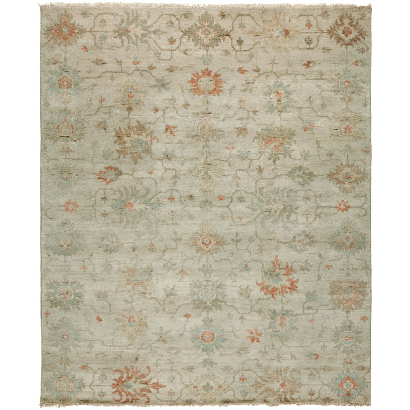 Wool Oriental Area Rug in Ivory, Square 6'