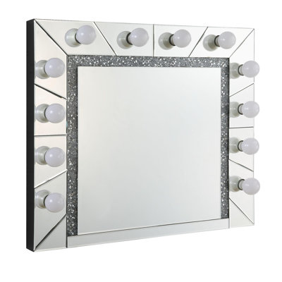Noralie Mirrored & Faux Diamonds Accent Mirror (Assembled)