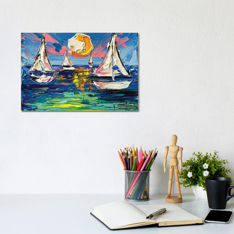 Sailboat Trio 1 Piece Wrapped Canvas Painting, 20.32 cm H x 30.48 cm W