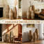 Ensemble de 3 vases de sol en PVC beige et brun avec texture rotin pour la décoration du salon