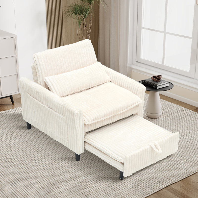 Fauteuil d'appoint rembourré convertible l 32,26 po, Beige