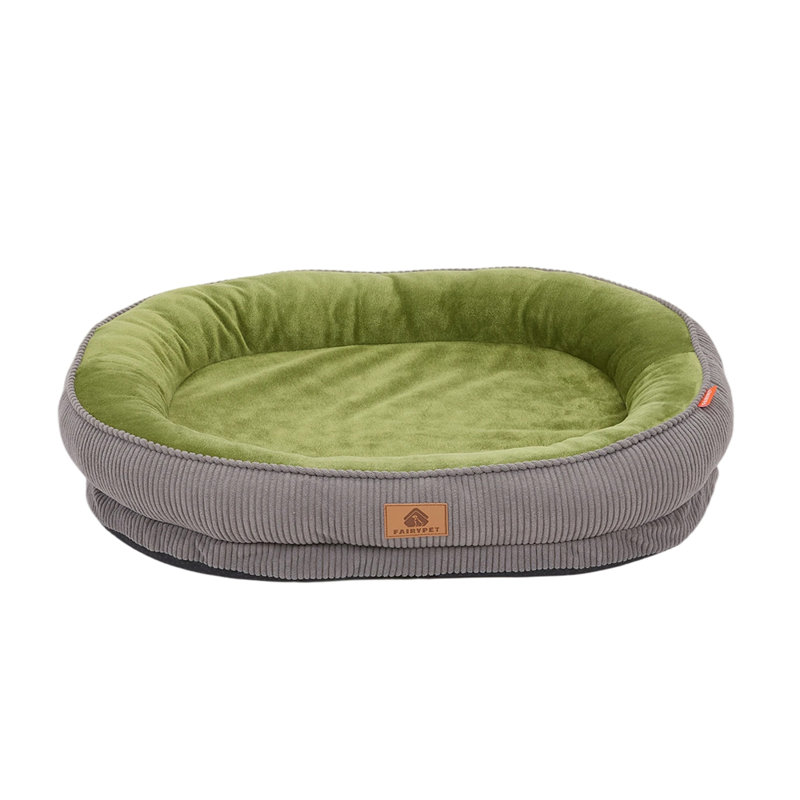 Polyester Pet Bed, Grey/Green, 12.5cm H x 60cm W x 50cm D