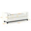 Banc rembourré en Sherpa avec pieds en bois et coussins-582349707