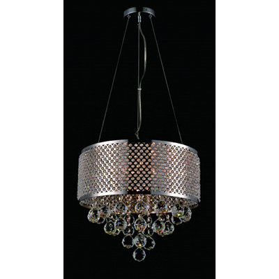 Transitional 6 Light Crystal Drum Pendant