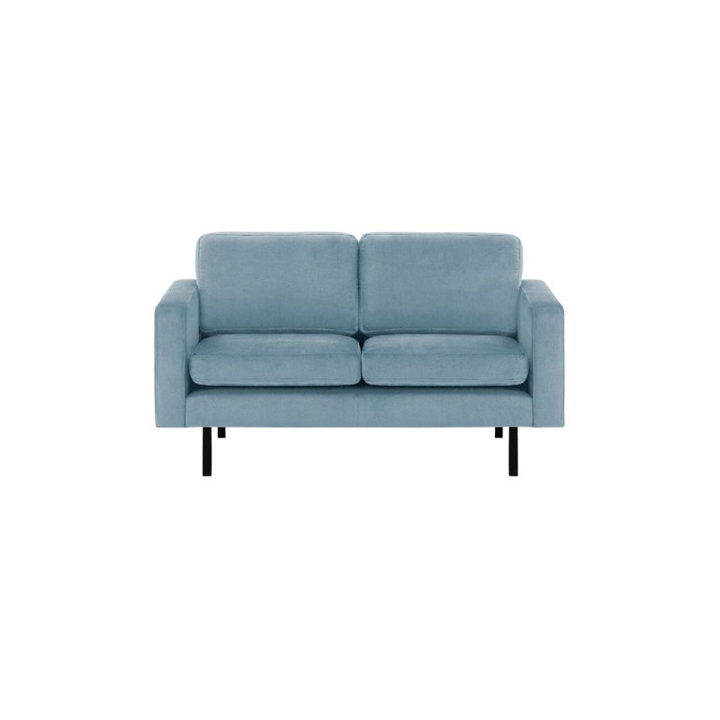 Neilius 2 Seater Velvet Loveseat, Light Blue