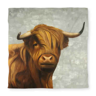 Highland Cattle Queen Duvet Cover | Farmhouse Gray Decor