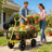 Solid Wheels Wagon Cart For Tools And Garden Use, Transports Firewood