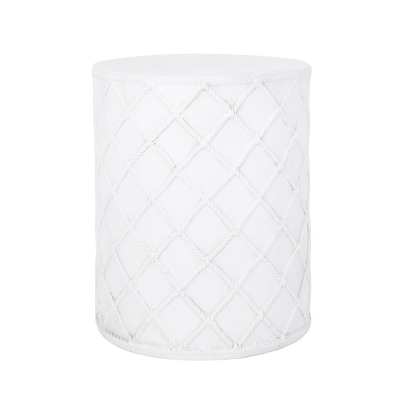 Chic Lightweight Concrete Table With Nautical Detail - 15.09" W X 18.04" H Ready To Use Modern Side Rope Pattern D No Assembly Required