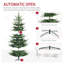 Arbre de Noël artificiel 7,5 pieds avec 1218 branches HOMcom, design à charnière à ouverture automatique, vert