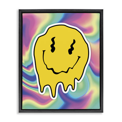 Toile abstraite encadrée flottante abstraite «Smiley» par Reinders