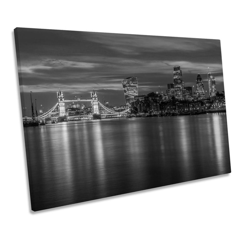 London Skyline City River Thames - Wrapped Canvas Print, 40.6cm H x 61cm W x 2cm D