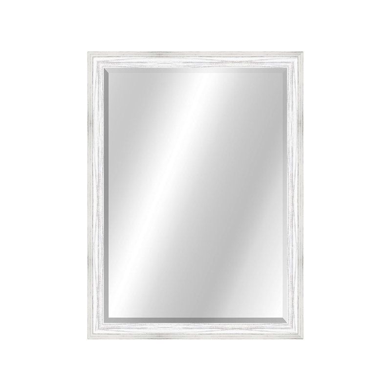 Country Colors II Solid Wood Rectangle Wall Mirror, 32.5" x 26.5", White/White