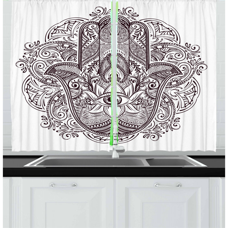 Ensemble de rideau de cuisine 2 pièces hamsa