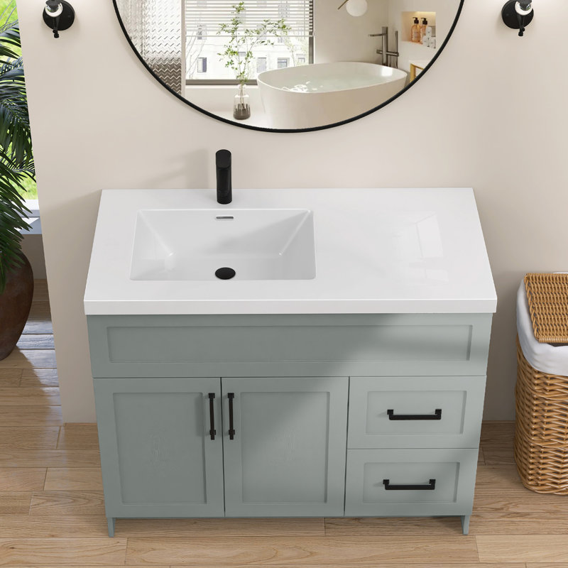 Comptoir de meuble-lavabo rectangulaire blanc à surface solide l 42 po x P 22 po Ter 