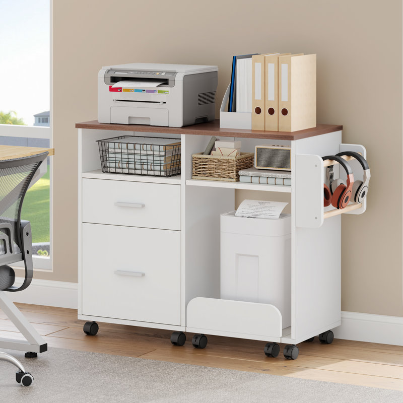 80cm Wide 2 -Drawer Mobile File Cabinet, White