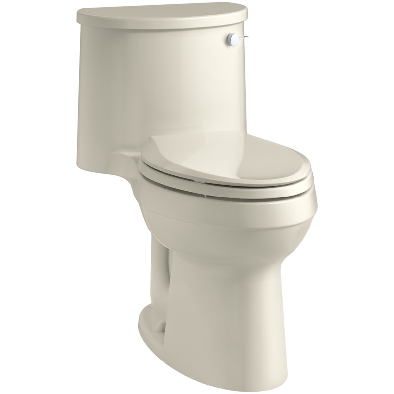 Adair 1.28 GPF Water Efficient Elongated One-Piece toilet (Seat Included), Almond, Right-Hand