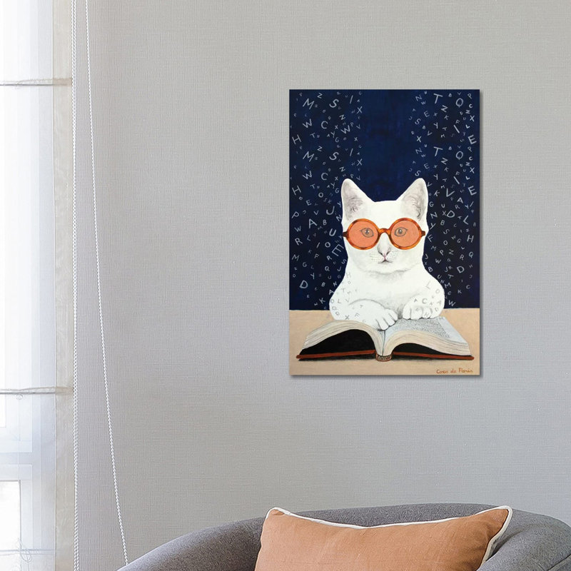 Cat Reading A Book by Coco De Paris - Wrapped Canvas Print, 66.04 cm H x 45.72 cm W