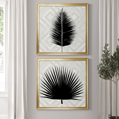 Feuille Exotique I - Matted and Framed Under Acrylic Glass, Set of 2, Large Living Room Wall Art