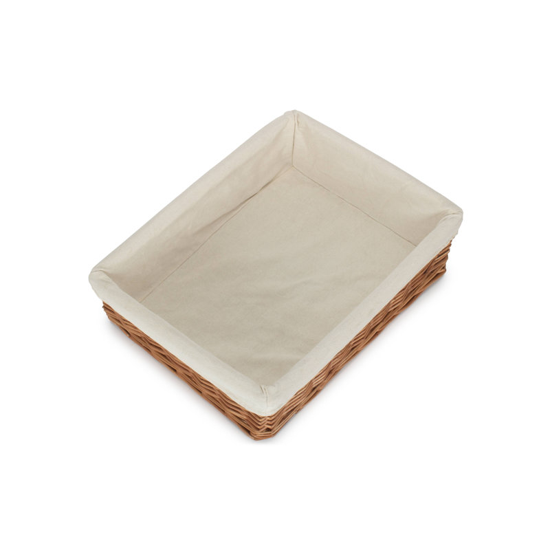 Wicker Lined Storage Tray Basket, 10cm H x 39cm W x 30cm D