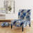 Majestic Cobalt Scrolls Victorian Pattern - Velvet Upholstered Farmhouse Slipper Chair, Rustic Floral Accent Chair