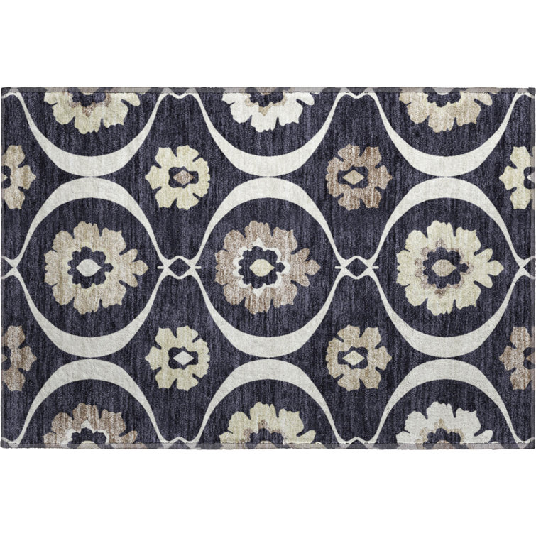 Premium Machine Washable Prisco Black Rug