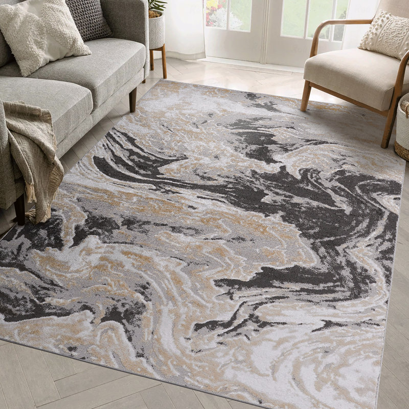 Abstract Non-Shedding Function Living Room Bedroom Dining Home Office Stylish And Stain Resistant Area Rug