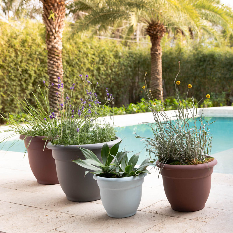Pot à fleurs intérieur / extérieur Traditional, H 10,25 po x l 13 po x P 13 po, Bleu brumeux