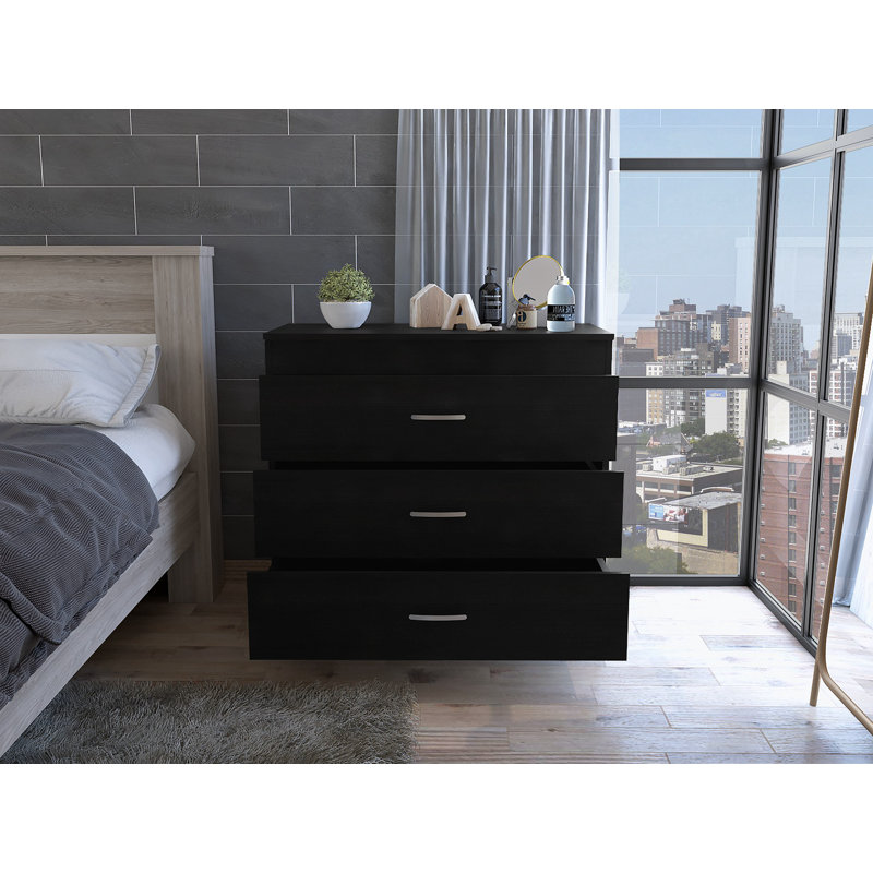 Commode 3 tiroirs Surry, Noir