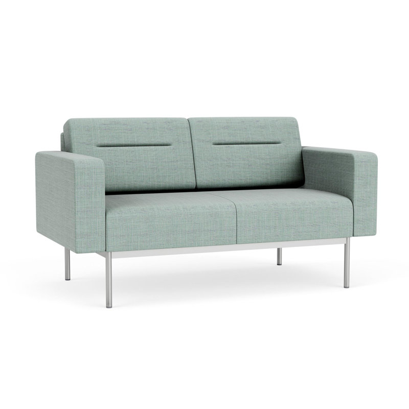 Causeuse de réception Darsey, Chambray écume de mer, Sans alimentation, Argent argent