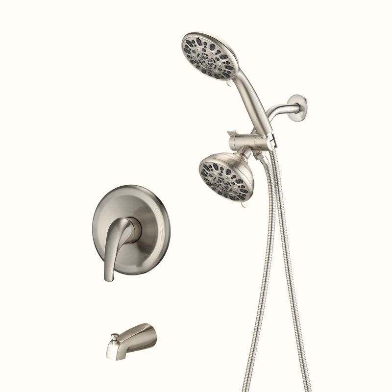 Complete Shower System with Rough in-Valve, Brushed Nickel