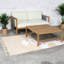 Ensemble de canapés de patio moderne, causeuse en bois d'acacia avec table de rangement pour patio
