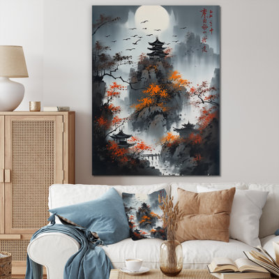 " Moonset And Japonese Maple Tree I "