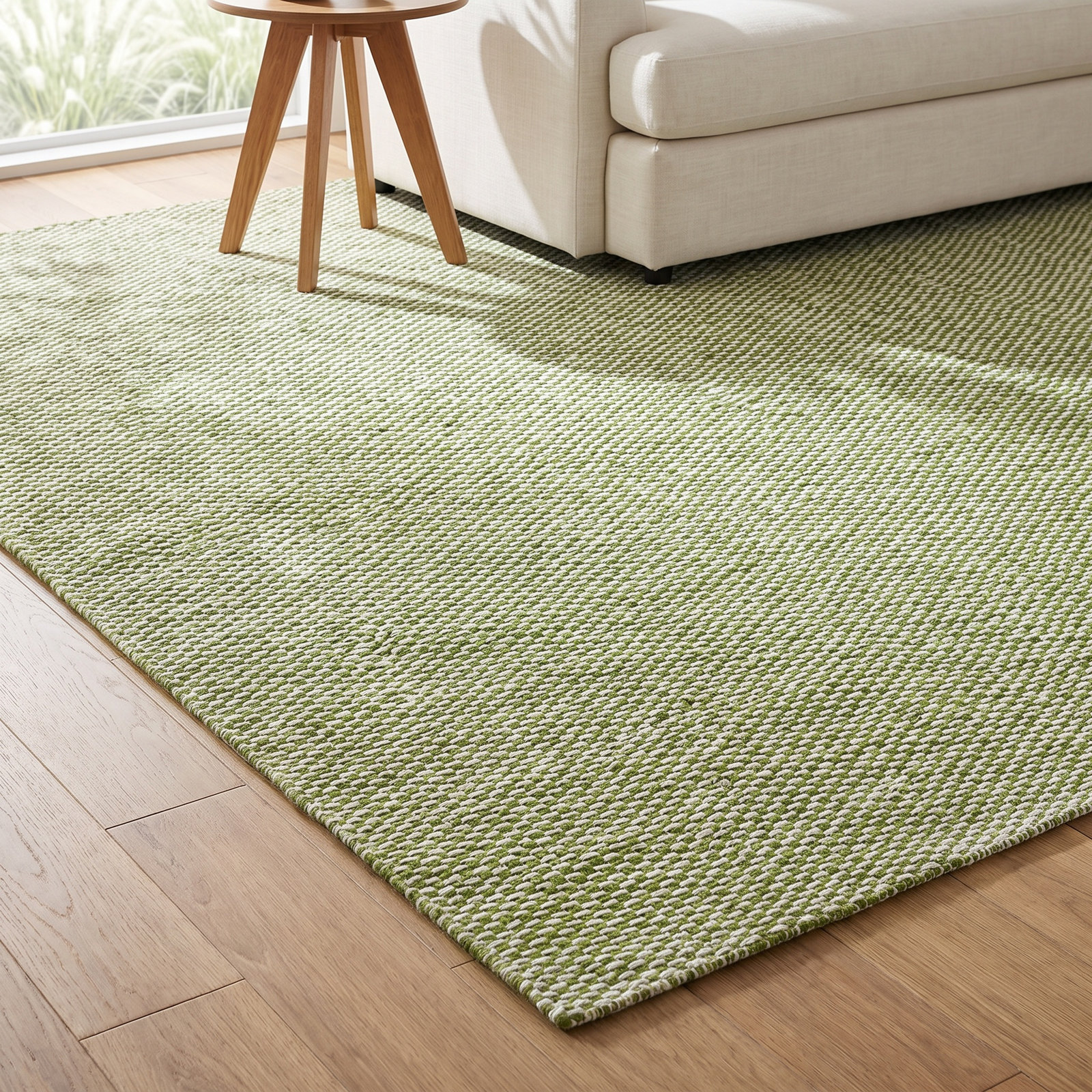 Marseille Green Hand-Woven Geometric Outdoor Rug, Rectangle 8' x 10'
