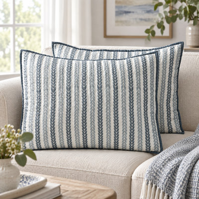  20" x 26" Lehar Blue Printed Cotton Pillow Cover Set