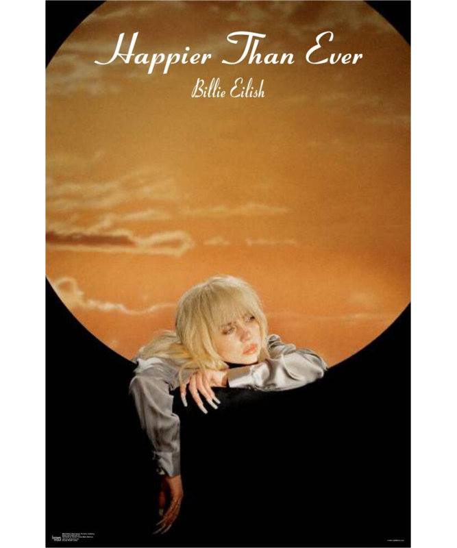  Officiellement sous licence, affiche d'art 24 x 36 po Billie Eilish Happier Than Ever