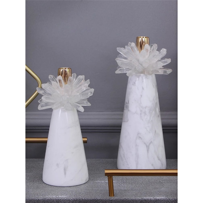 11.02'' H Marble Tabletop Candlestick