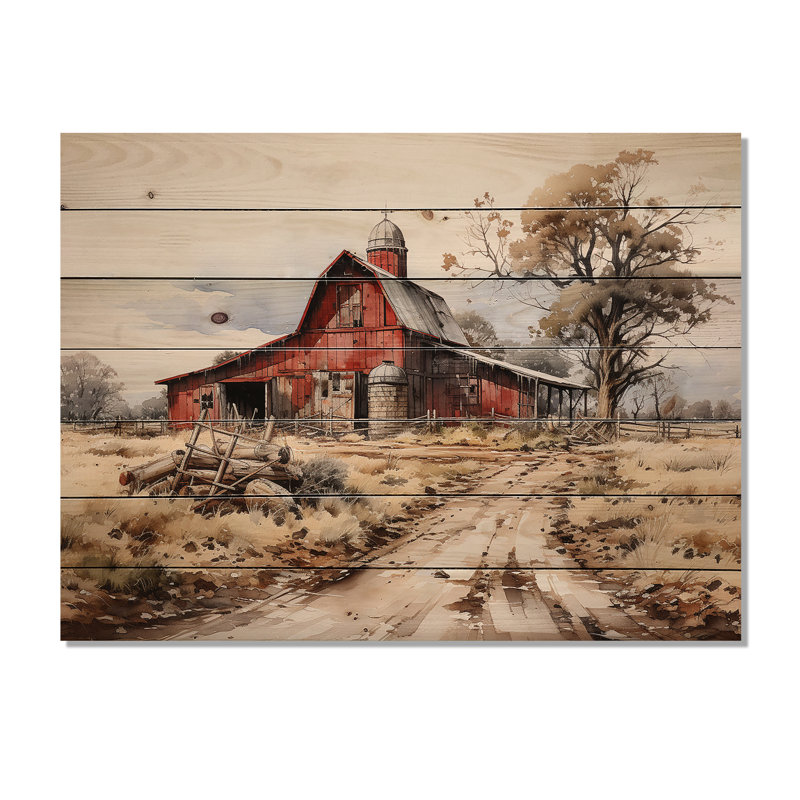 Farmhouse Patterns An II sur impression sur bois, H 30 po x l 40 po x P 0,78 po